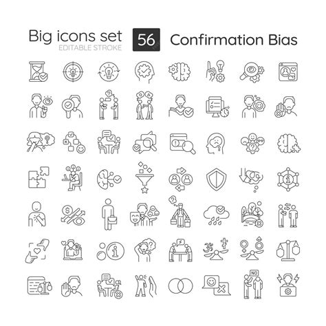 Premium Vector Confirmation Bias Linear Big Icons Set