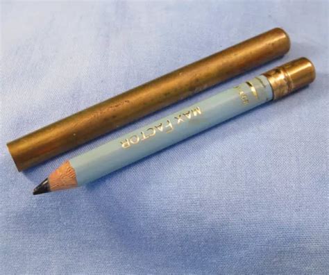 Vintage Original Genuine Max Factor Black Eyeliner Pencil Brass Pocket