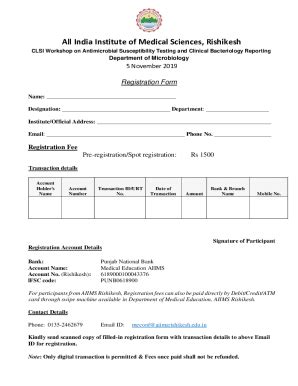 Fillable Online Aiimsrishikesh Edu Registration Form For Clsi Workshop