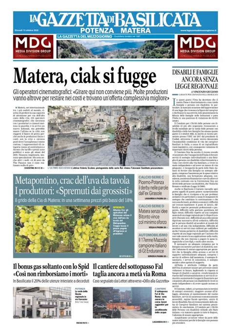 Le Prime Pagine Di Gioved Ottobre Wayglo Basilicata