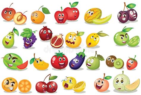 Fruits Characters Collection Set Of 26 Different Fruits In Cartoon