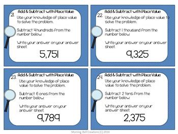 Math Task Cards Bundle Place Value By Morning Bell Creations Tpt