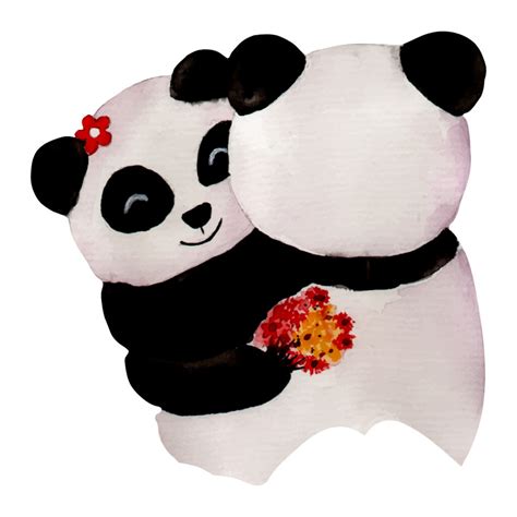 Cute panda couple watercolour clipart set - MasterBundles