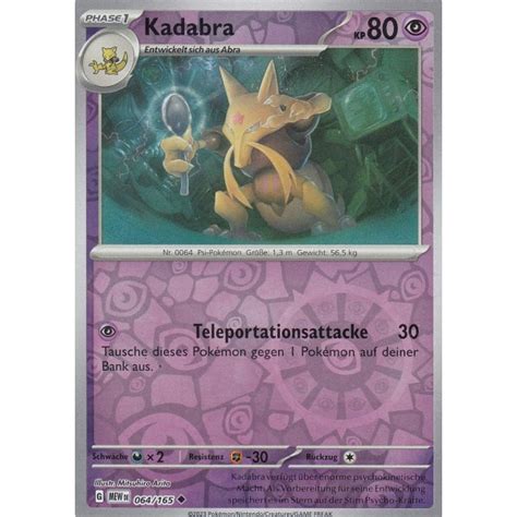 Kadabra 064 165 REVERSE HOLO MEW 151 Pokemon Karte günstig kaufen