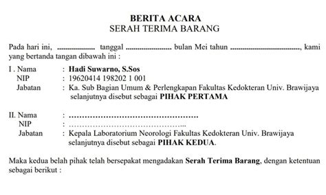 Contoh Berita Acara Serah Terima Inventaris Kantor Contoh Surat Images