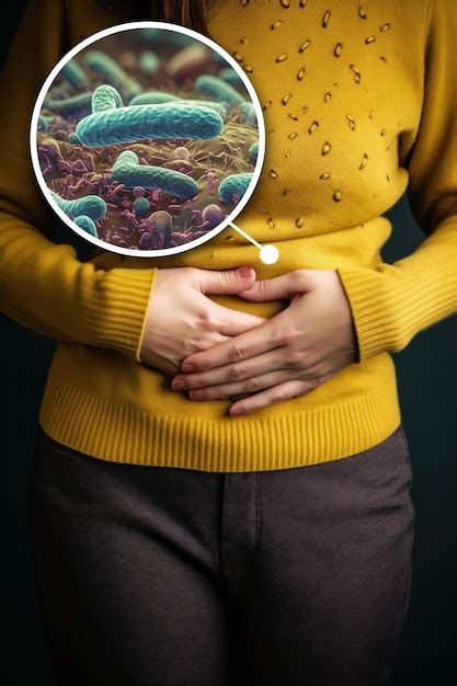 Mujer Puso Su Mano Sobre El Abdomen Con Dolor De Est Mago Y N Useas