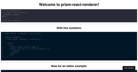 Prism React Renderer Example Forked Codesandbox