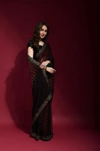 Georgette Embroidery Sequins Work Saree At Rs 765 Plain Georgette