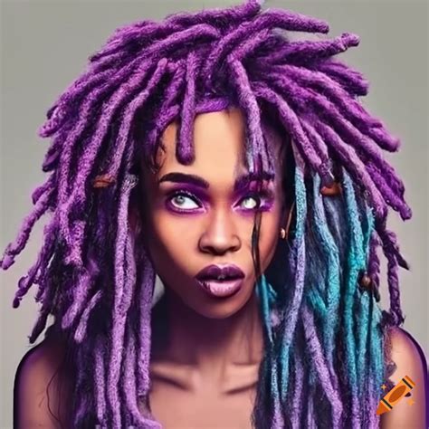 A Black Woman Who Has Purple Dreadlocks On Craiyon