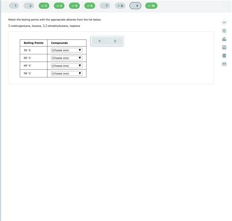 Solved Match The Boiling Points With The Appropriate Alkanes Chegg