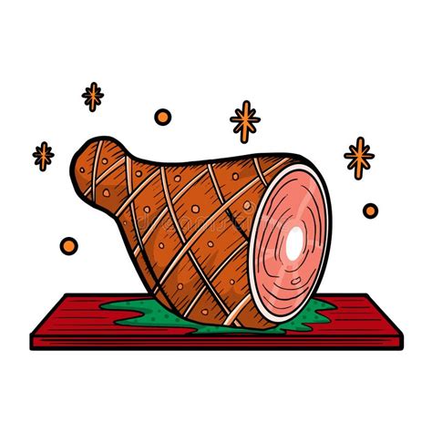 Vector Cartoon Cute Christmas Ham Illustration Isolated Stock Vector