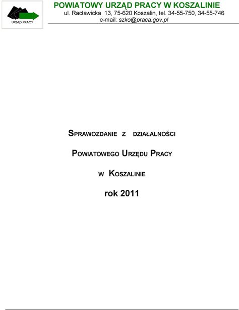 Sprawozdanie Z Dzia Alno Ci Powiatowego Urz Du Pracy Pdf Darmowe