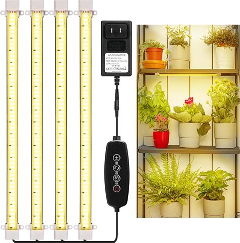 Mosthink Led Grow Light Strips For Indoor Plants Full Spectrum 4 Packs Grow Light