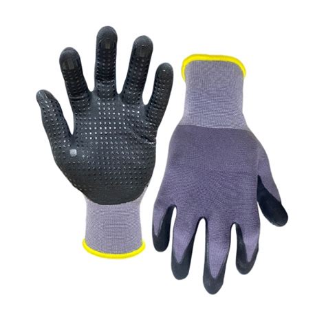 G Nylon Spandex Shell Nitrile Micro Foam Palm Coated With Dots Gloves