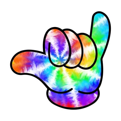 Shaka Hand Sign With Tie Dye Hawaiian Hang Loose Gesture On The White