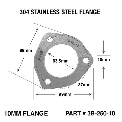 Exhaust Flange 2 5 Inch Id 304 Stainless Steel 10mm Thick 3 Bolt Flange