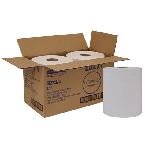 WypAll Jumbo Roll Wipers 20271 White 1 Ply 2 Rolls Case 600m