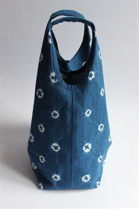 Dotted Shibori Plant Dyed Organic Cotton Tote Bag Japanese Bag Handbag