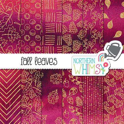 Purple Fall Leaves Digital Paper – Northern Whimsy Design