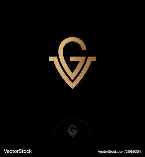 G and v letters monogram gold Royalty Free Vector Image