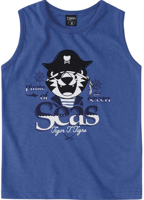 Camiseta Regata Menino Azul Tigor T Tigre