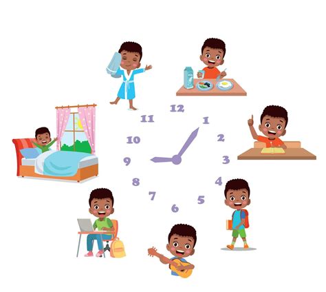 Cartoon kid daily routine activities set 28638678 Vector Art at Vecteezy