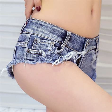 New Women Fashion Low Waist Hole Denim Shorts Blue Short Pants Women