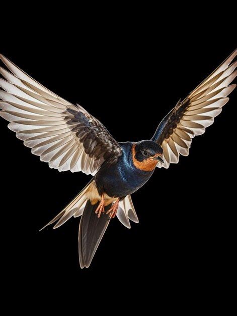 Premium AI Image Barn Swallow Flying Wings Spread Bird Hirundo Rustica