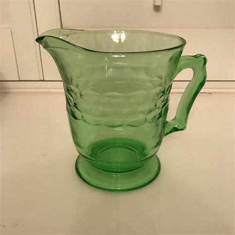 Hazel Atlas Green Depression Glass Pitcher Chairish