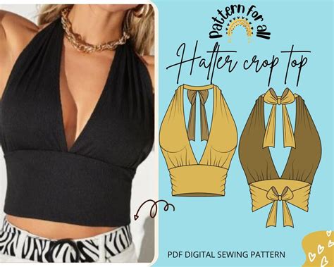 Pdf Halter Crop Top Sewing Patterndigital Sewing Patternus Etsy