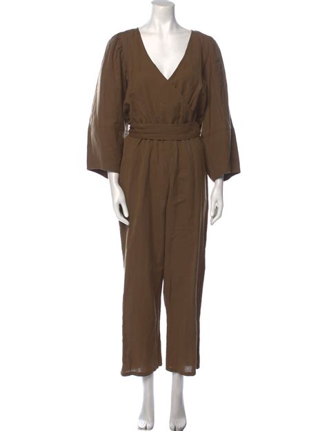 Apiece Apart V Neck Jumpsuit Neutrals Rise Jumpsuits And