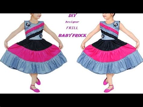 Diy Designer Three Colour Frill Baby Frock Full Tutorial Youtube