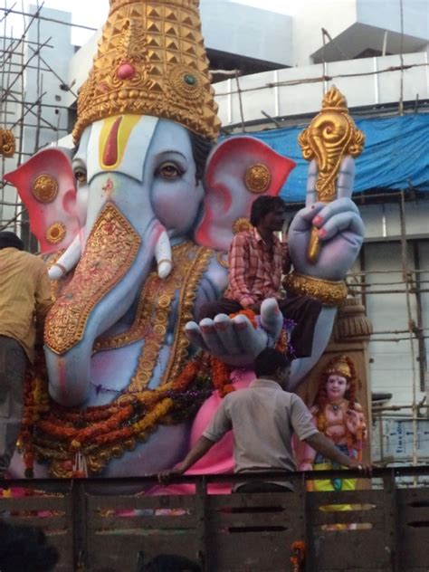 Lord Ganeshas Idol For Immersion From Charminar Veethi