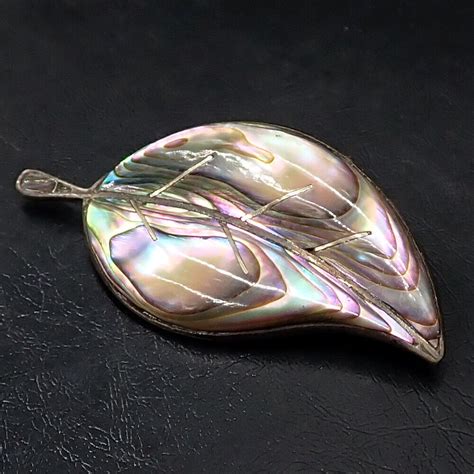 Taxco Mexico Abalone Shell Leaf 925 Sterling Silver C Gem