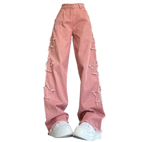 Y2k Pink Star Jeans Aesthetic Clothing Boogzel Clothing