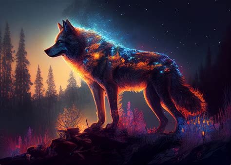 Colorful Wolf Poster By Below Horizon Displate