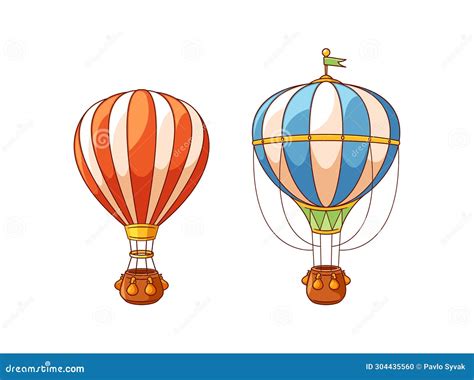 Hot Air Balloons Cartoon Vector Illustration Aerostats That Ascend When Heated Air Inside The