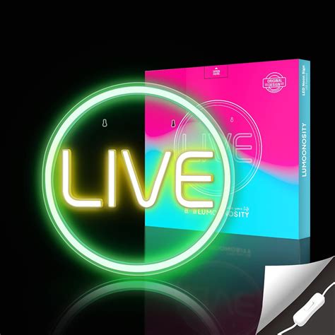 Lumoonosity Letrero de neón en vivo, luz LED en vivo para transmisores