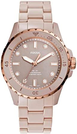 Fossil Women Leather Virginia Analog Mother Of Pearl Dial Watch Es