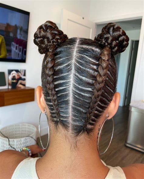 23 Hairstyles Of Space Buns With Braids Braid Hairstyles