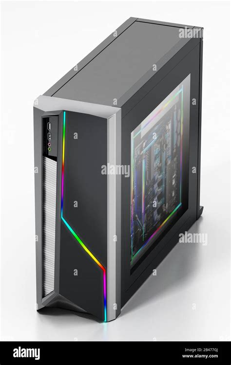 Modern PC case with RGB LED lights. 3D illustration Stock Photo - Alamy