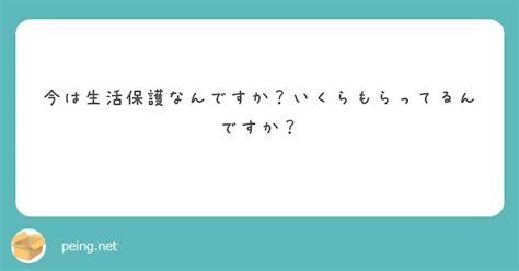 今は生活保護なんですか？いくらもらってるんですか？ Peing 質問箱