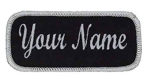 Name Patch Uniform Work Shirt Personalized Embroidered Silver Border