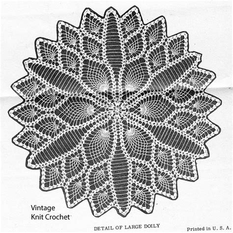 Large Pineapple Doily Pattern Illustration, mail order 7264 Crochet Doily Patterns, Crochet ...