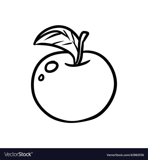 Apple Cartoon Icon Fruit Outline Comic Style Vector Image