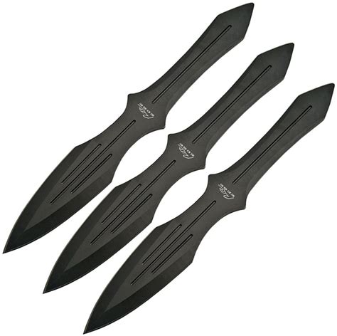 Cn211230bk Three Piece Throwing Knife Set Black