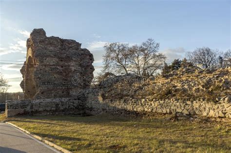 Sunset View Of Ruins Of Fortifications In Ancient Roman City Of