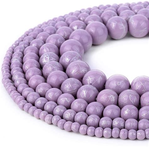 Rubyca 300pcs Mixed Sizes Loose Glass Beads For Jewelry Making Opaque Purple