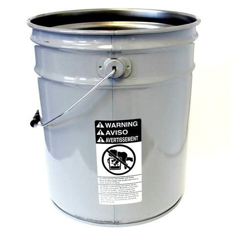 5 Gallon Steel Pail Unlined Grey 26 Guage Amen Packaging