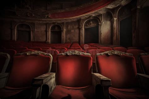 Old Cinema Hall with Red Seats, 3d Render and Toned Image Stock ...